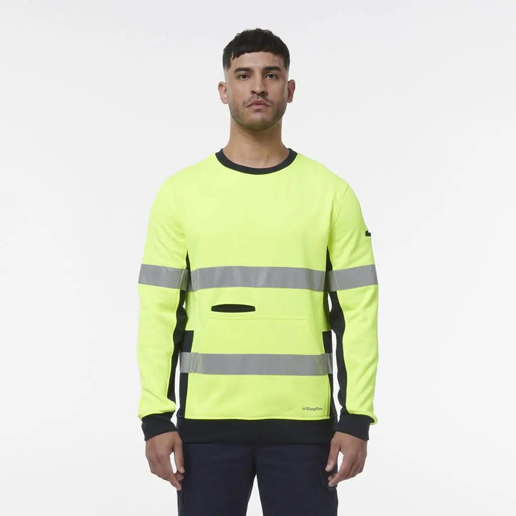 KingGee Hi Vis Spliced Taped Crew Neck Fleece K55058